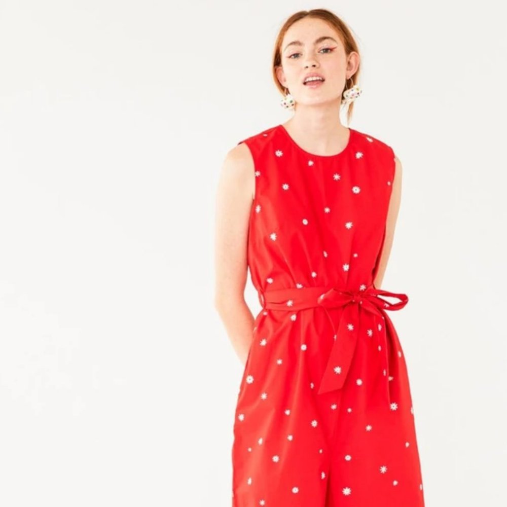 Easy Jumpsuit - Bando Red Daisy Print